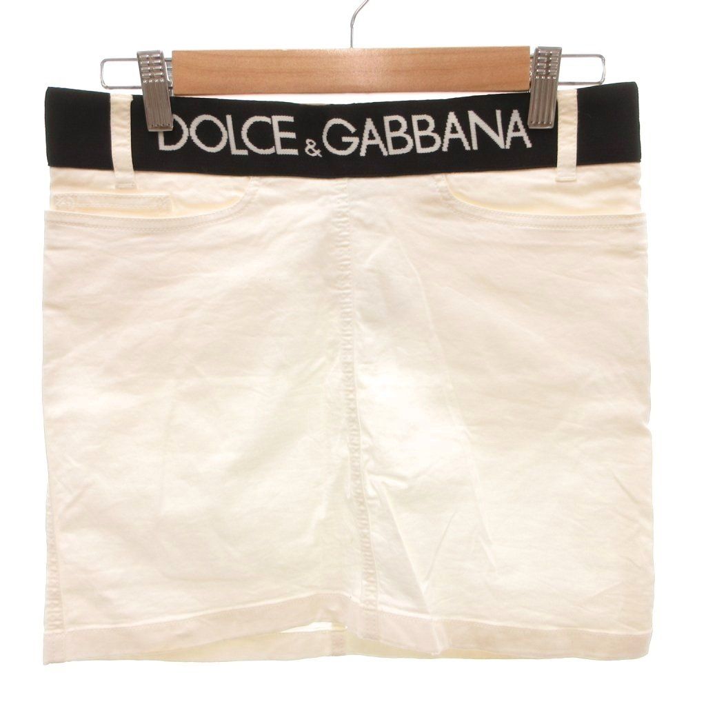 ドルチェ&ガッバーナ ドルガバ DOLCE&GABBANA ミニスカート 38 白 ホワイト ロゴウエストバンド ポケット付き ミニ丈 /TL ■GY62
