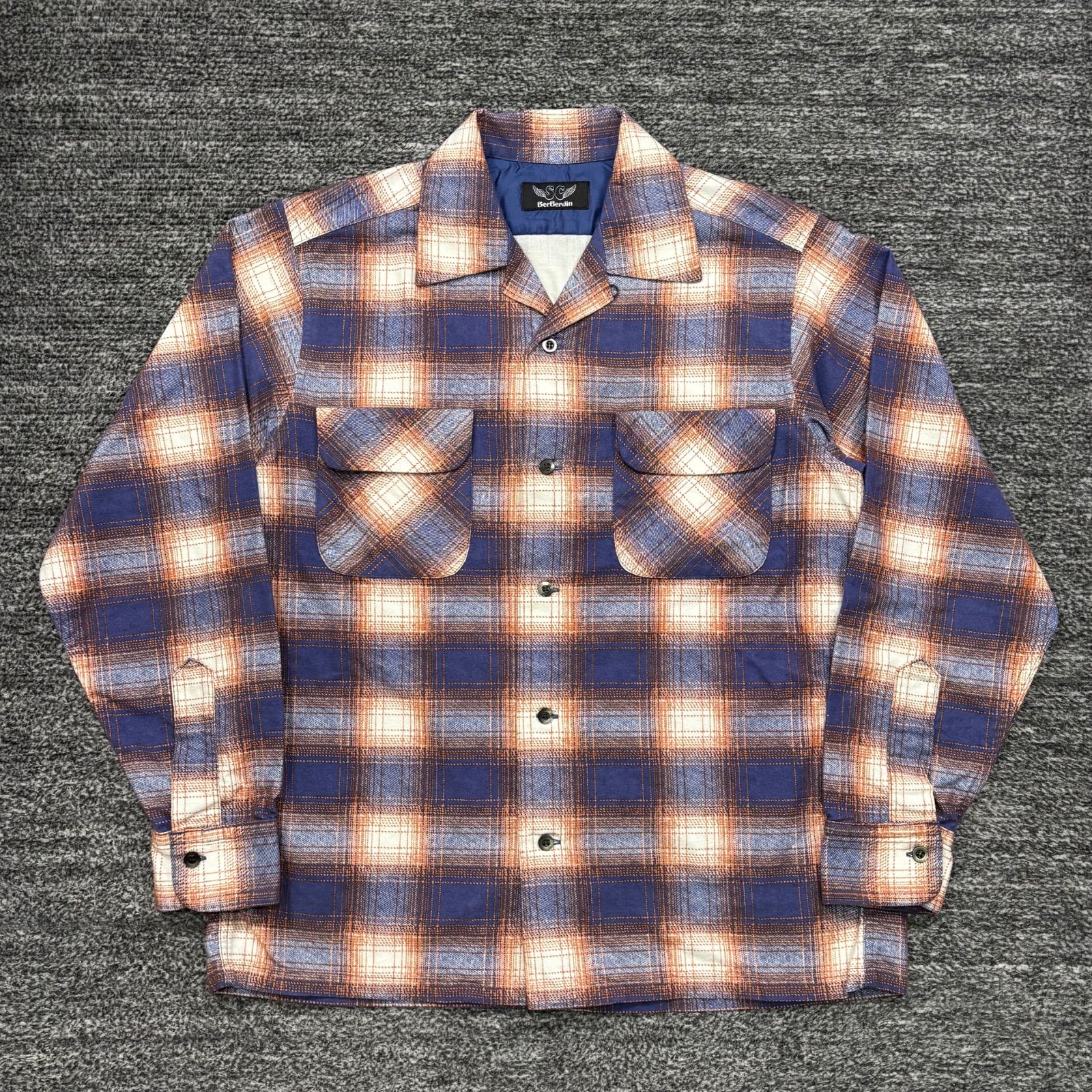 未使用品 SC / Subculture BerBerJin PRINT CHECK SHIRT NAVY CHECK 3