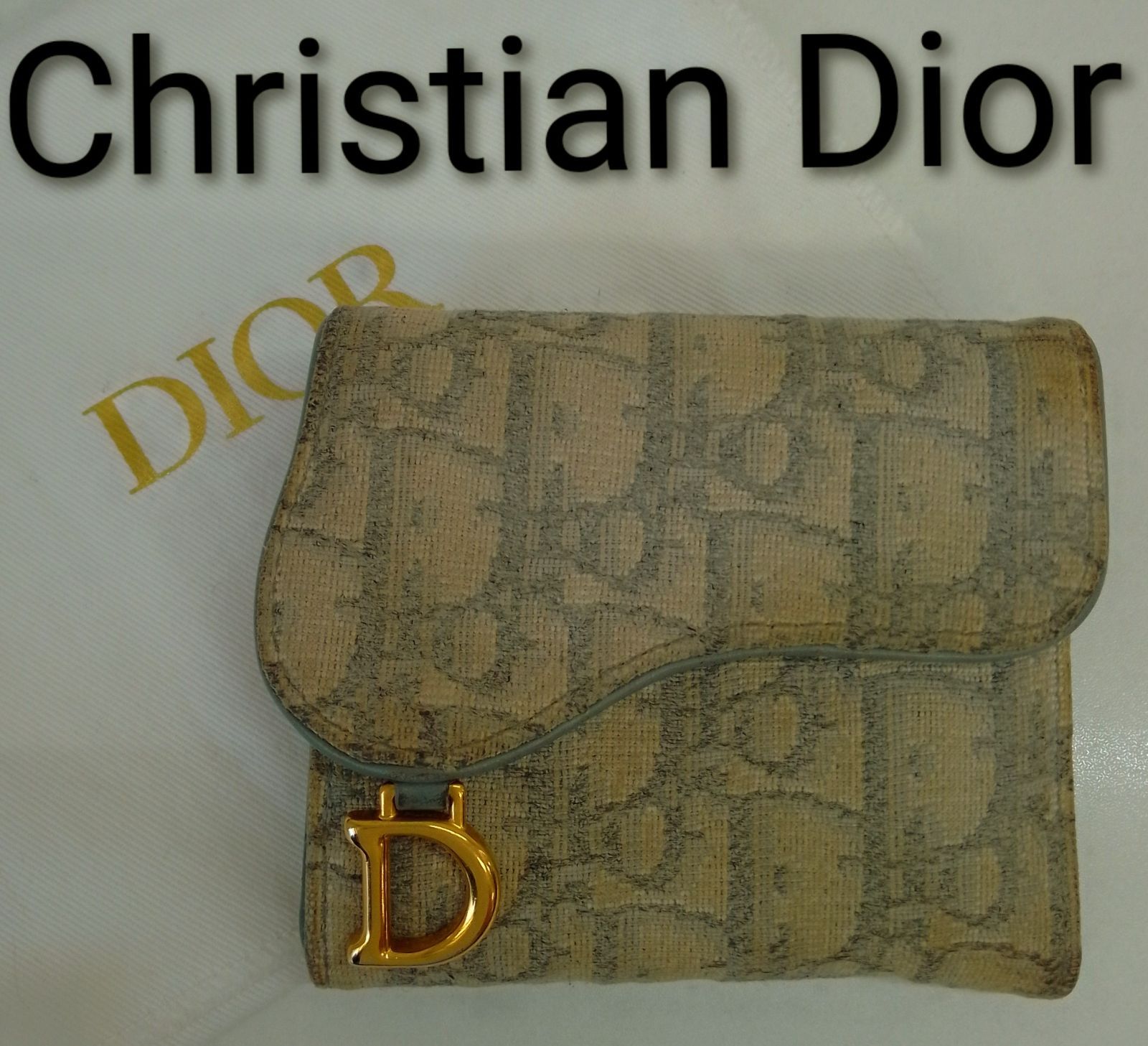 Christian Dior トロッター三つ折り財布 D金具 ネイビー【正規品 