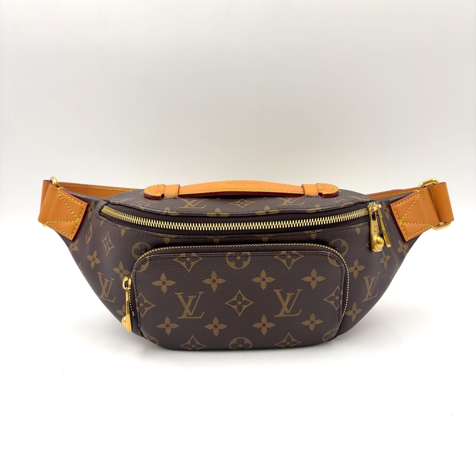 LOUIS VUITTON ラッシュバムバッグ モノグラム ウエスト RFID対応 レザー×PVC ブラウン×ライトブラウン ボディバッグ ゴールド M14019