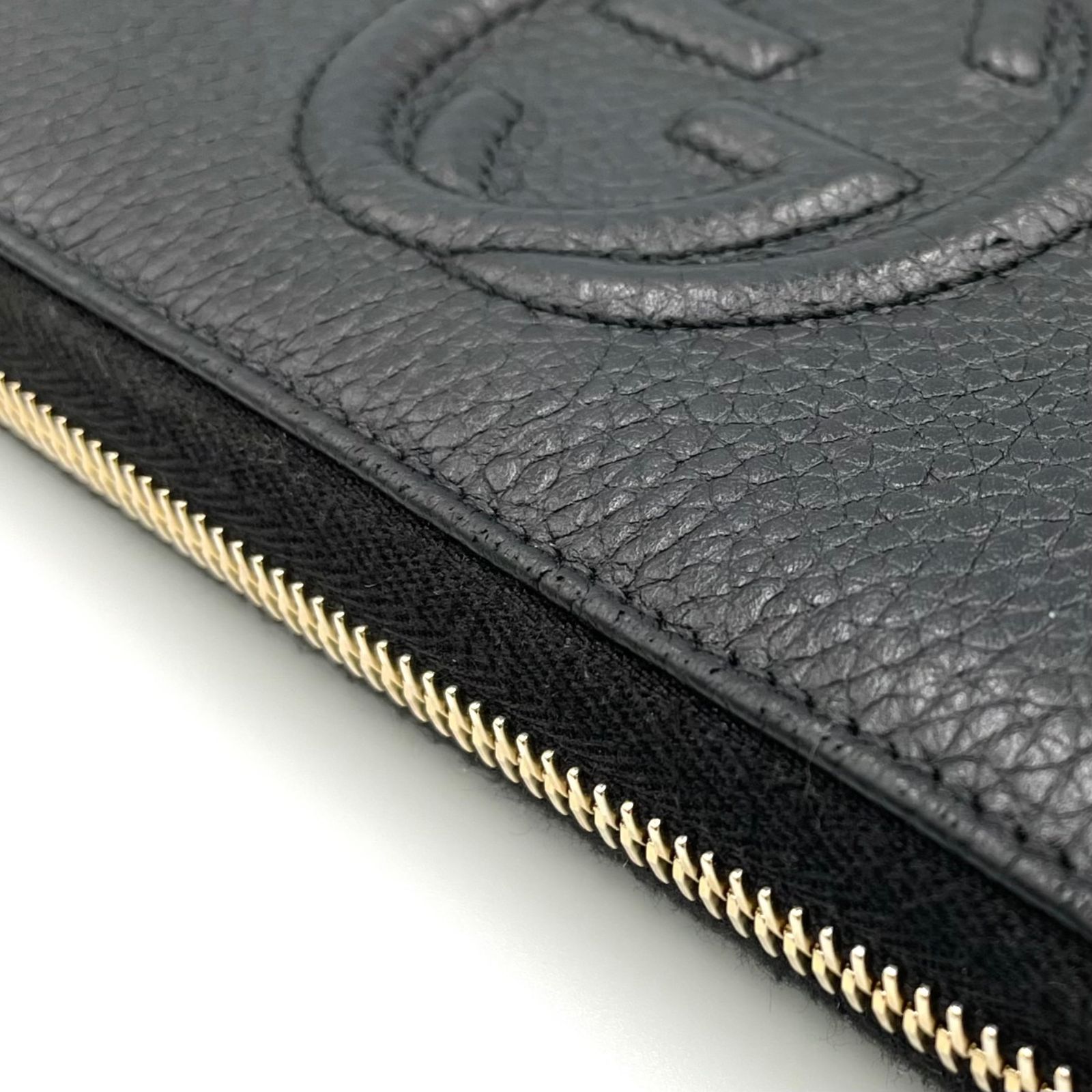 美品 グッチ インターロッキングGG ソーホー ブラック 長財布  598187 GUCCI（グッチ） ラウンドファスナー長財布 598187 ソーホー インター