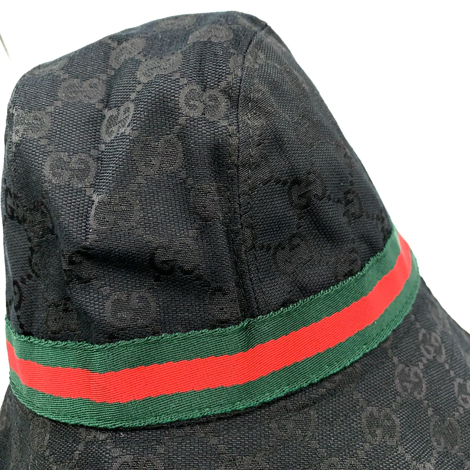GUCCI GGキャンバス キャンバス グリーン×ブラック×レッド 帽子 200036
