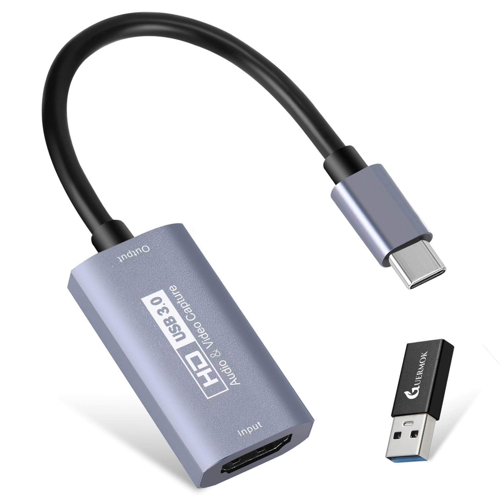 게르모크 캡처 보드, 스위치/엑스박스 호환, USB 3.0, HDMI-USB-C, 오디오/비디오 캡처, 4K 입력, 1080P, 60FPS 레코딩, 게임 코멘터리, 라이브 스트리밍, 윈도우/맥 호환