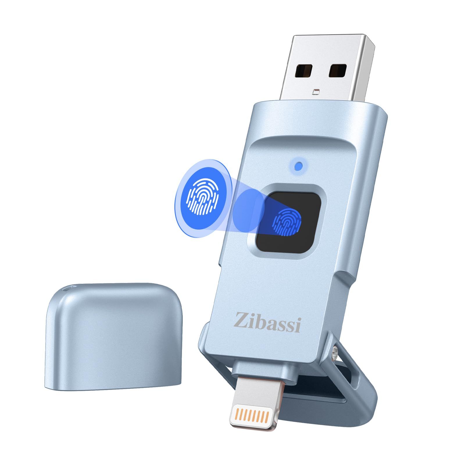 Zibassi【MFI認証取得 指紋認証】iPhone用USBメモリ指紋認証 USBメモリ256GB phone外付けメモリ phone データ移行 usb iPhone/iPad/PC/Android/Mac兼用 タイプc usbメモリ phone ...