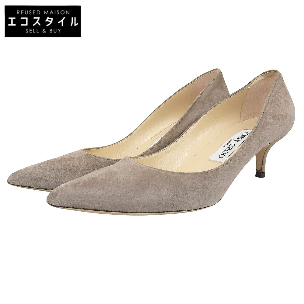 JIMMY CHOO ジミーチュウ スエード AZA ポインテッドトゥ パンプス シューズ レディース グレー系 36 1/2 36 1/2