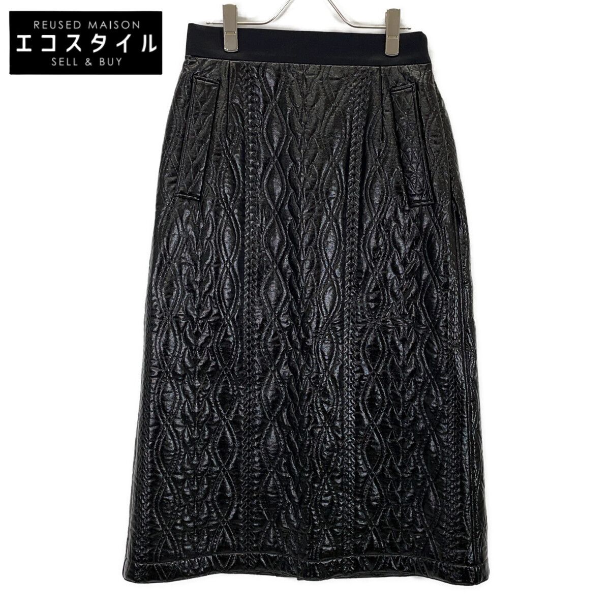 ADORE アドーア 25AW 531-5220141 ﾌﾞﾗｯｸ ﾌｪｲｸﾚｻﾞｰ ｺｰﾃｨﾝｸﾞｼﾞｬｰｼﾞｰﾌﾚｱｽｶｰﾄ 38