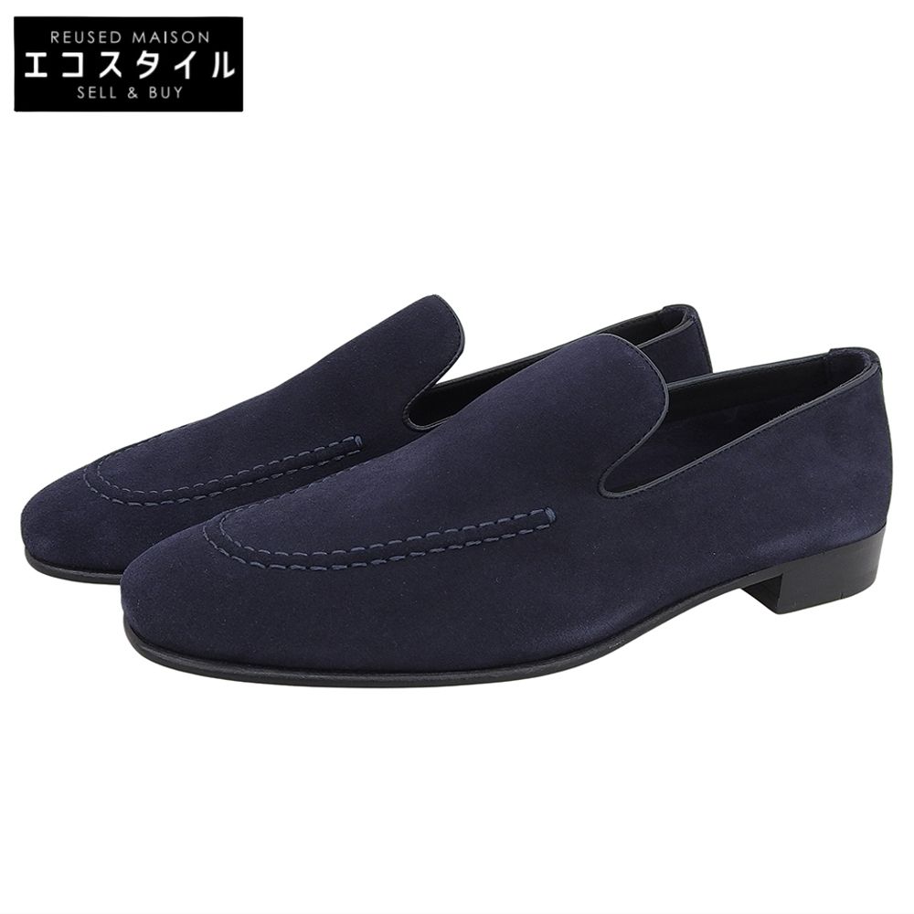 MANOLO BLAHNIK マノロブラニク 新品同様 TRURO スエード ローファー シューズ メンズ ネイビー 6 1/2 324-2905-0009 6 1/2