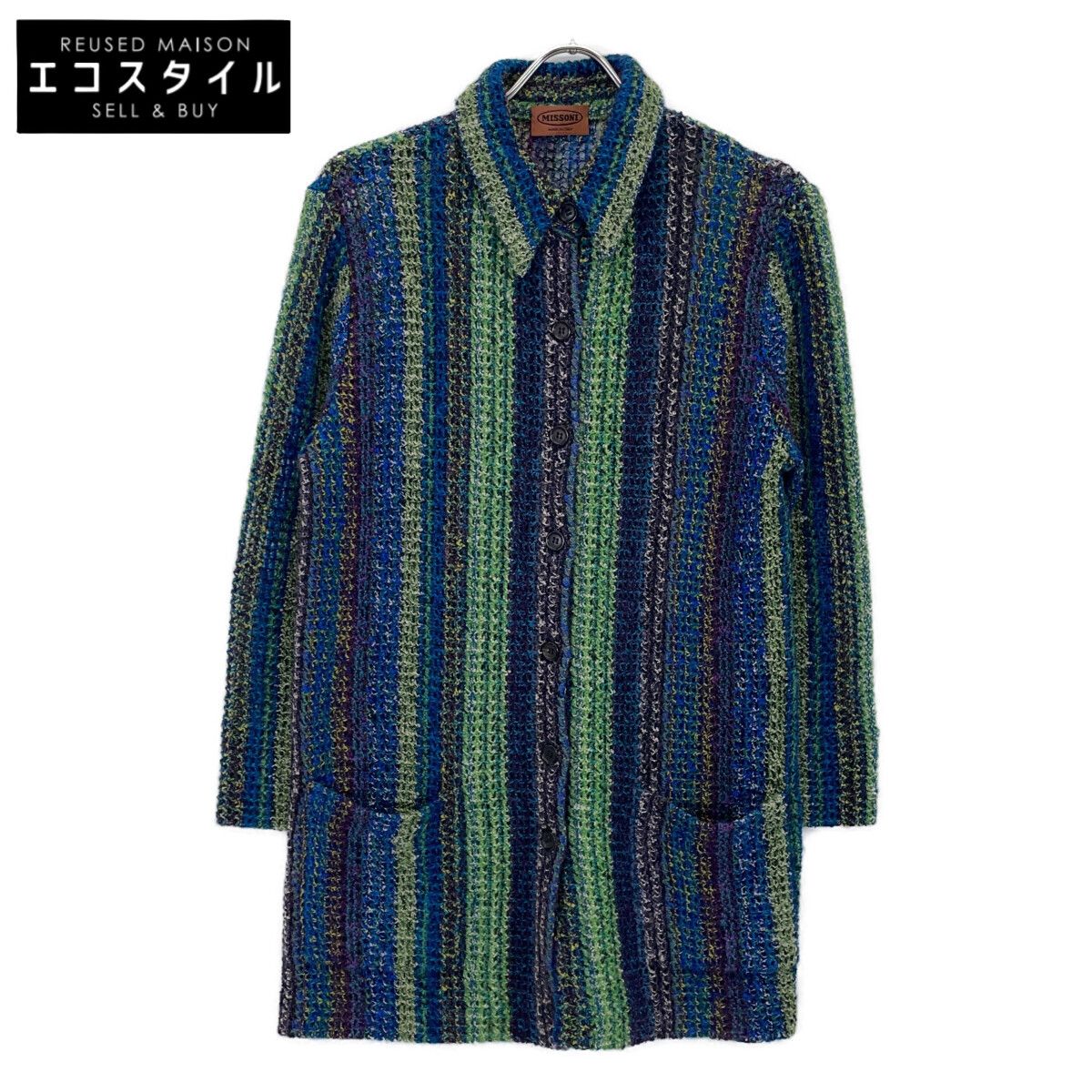 MISSONI ミッソーニ ｸﾞﾘｰﾝ系 ﾏﾙﾁｶﾗｰ ｳｰﾙ×ﾓﾍｱ ﾆｯﾄｼﾞｬｹｯﾄ 44 - メルカリ