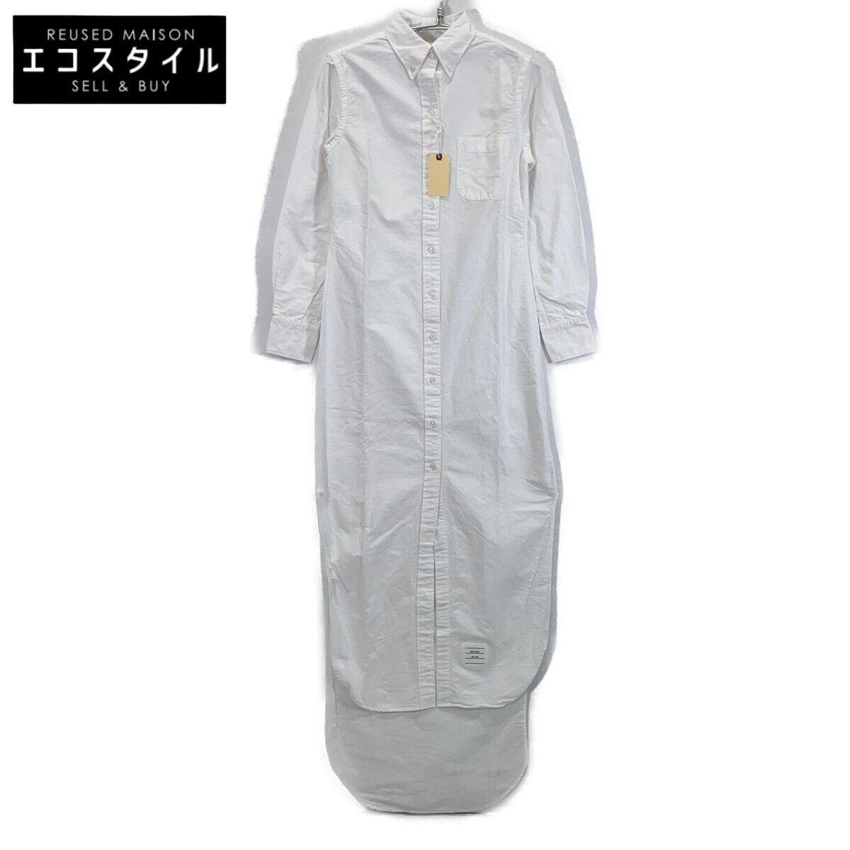 THOM BROWNE トムブラウン ﾎﾜｲﾄ ｺｯﾄﾝ ﾄﾞﾚｽｼｬﾂﾜﾝﾋﾟｰｽ 1 - メルカリ