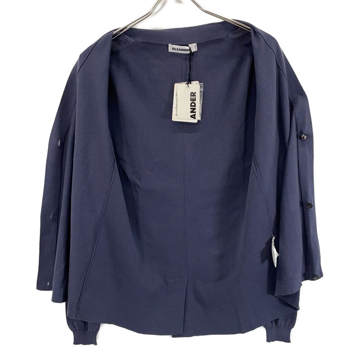 JIL SANDER ジルサンダー ﾈｲﾋﾞｰ MW754090WY240208 ｺｯﾄﾝ ﾆｯﾄｶｰﾃﾞｨｶﾞﾝ 34