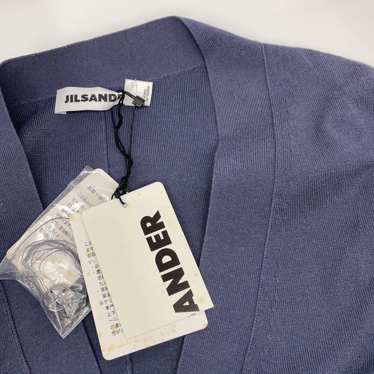 JIL SANDER ジルサンダー ﾈｲﾋﾞｰ MW754090WY240208 ｺｯﾄﾝ ﾆｯﾄｶｰﾃﾞｨｶﾞﾝ 34