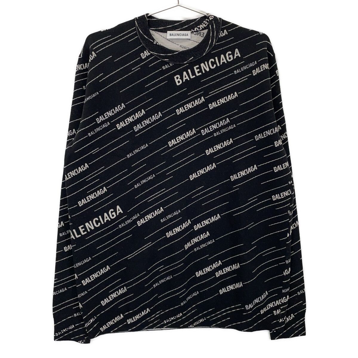 お買い得，セール BALENCIAGA バレンシアガ 559078 ﾌﾞﾗｯｸ ﾛｺﾞ ﾆｯﾄｾｰﾀｰ XS