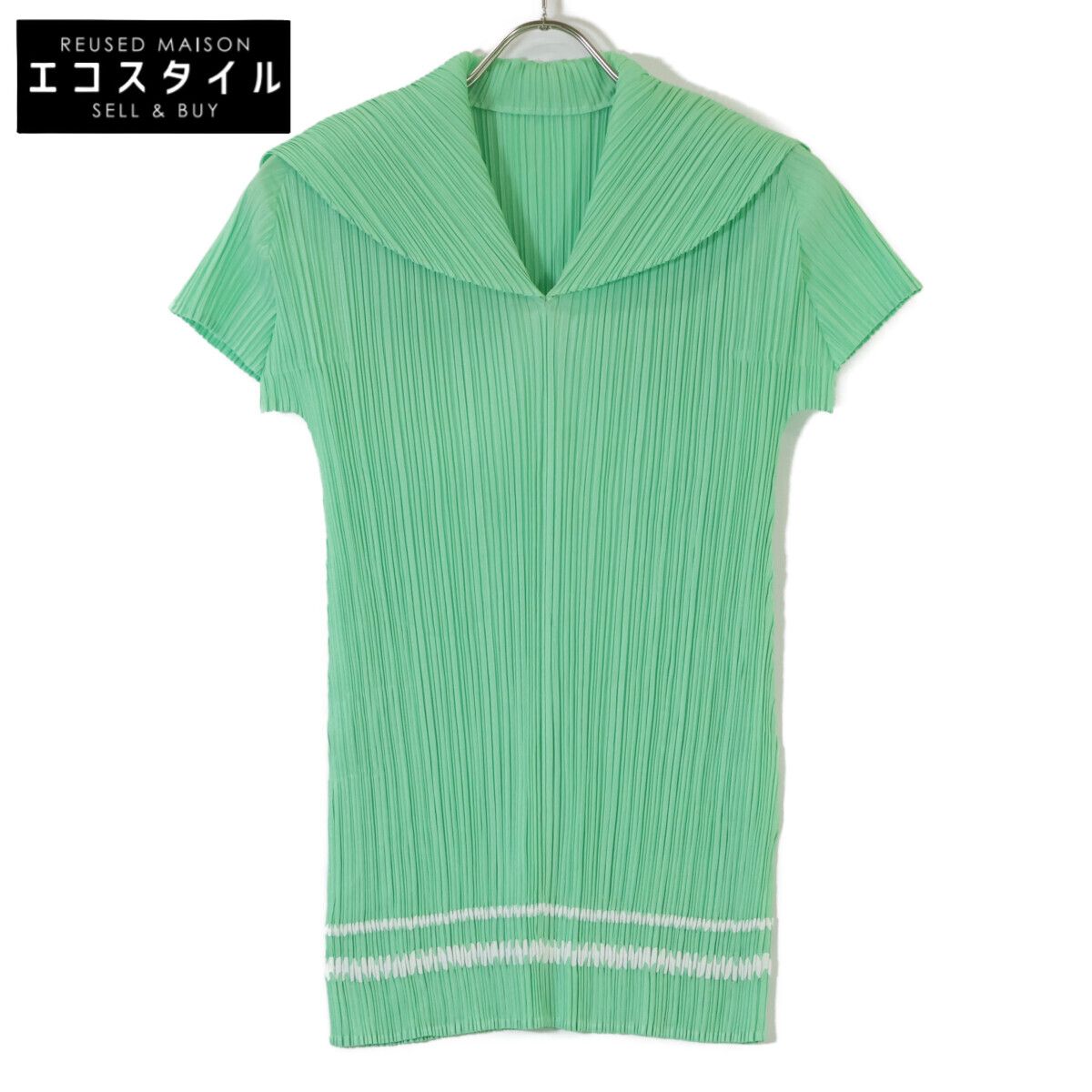 PLEATS PLEASE プリーツプリーズ PP61ｰJK732 ｸﾞﾘｰﾝ ｾｰﾗｰｶﾗｰ ﾁｭﾆｯｸ ﾌﾟﾘｰﾂ ｶｯﾄｿｰ 3