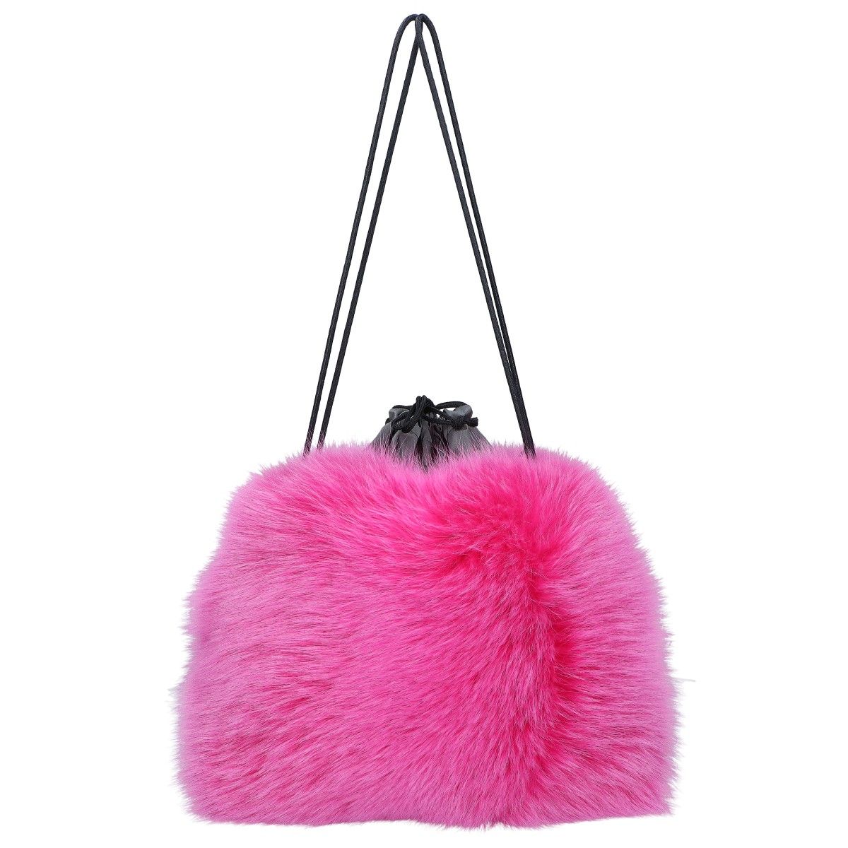 ★美品★ラドローバック　人気★ファーピンク★巾着タイプ LUDLOW ラドロー 【美品】フォックスファー ドローストリング 巾着型