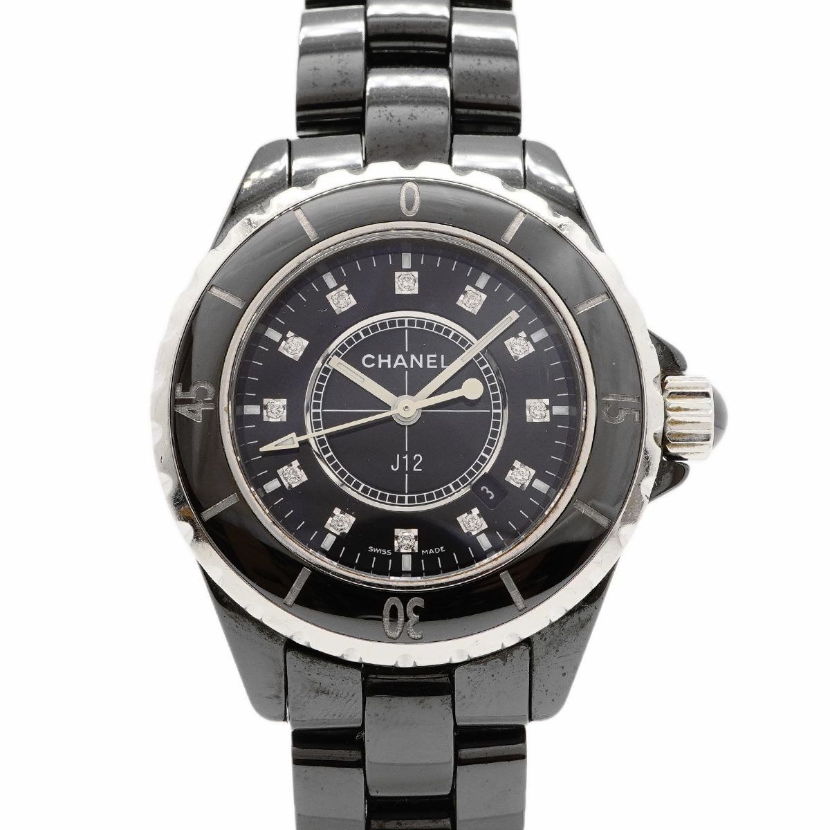 ★最終価格★SALE【6wda0015】シャネル J12 H0949 黒文字盤【中古】腕時計 レディース H0949高価買取事例－シャネル J12 H0949 黒文字盤、カレンダー