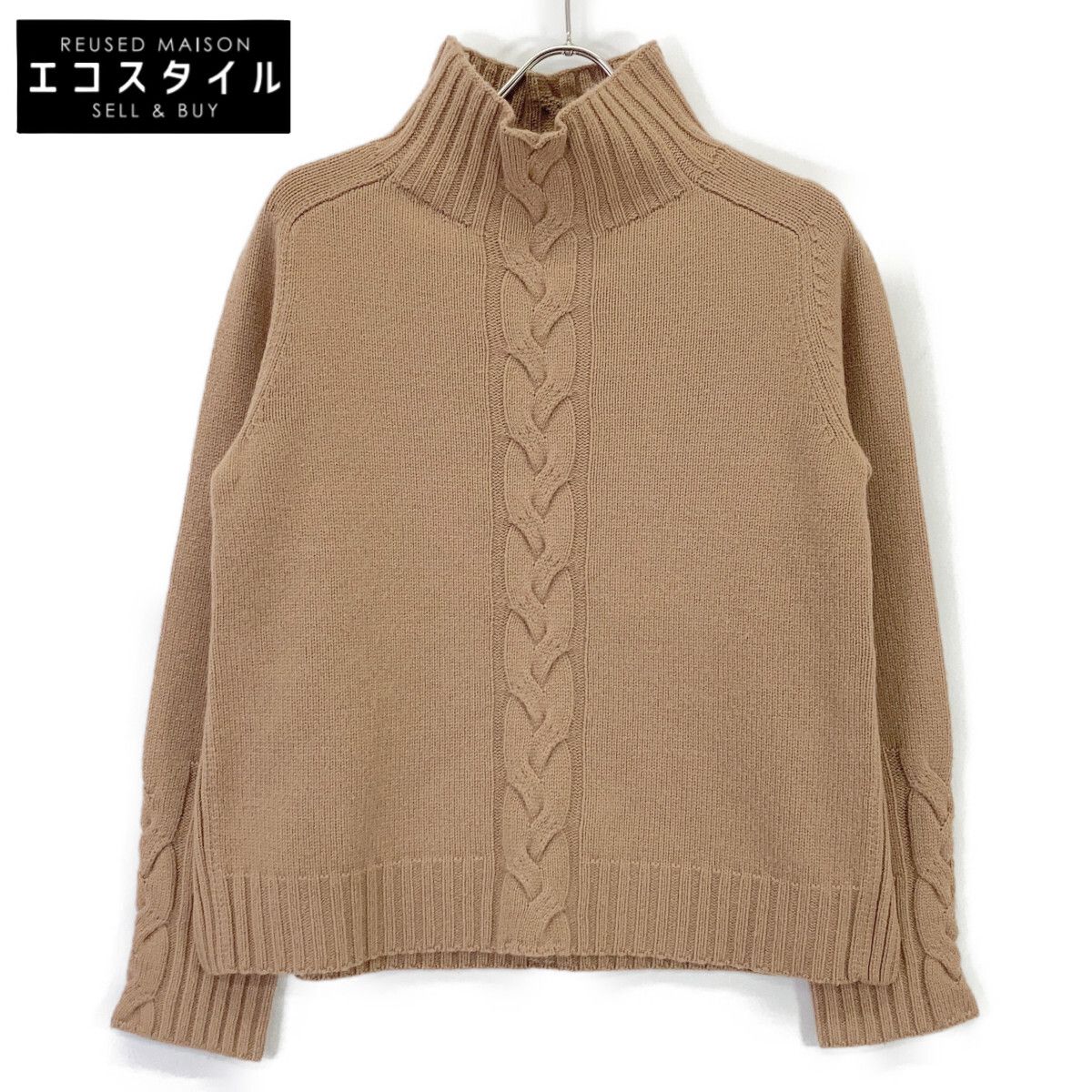 S MaxMara エスマックスマーラ 93660623 ｳｰﾙ×ｶｼﾐﾔ ｹｰﾌﾞﾙ編み ﾊｲﾈｯｸｽﾘｯﾄﾆｯﾄ M 8,753円