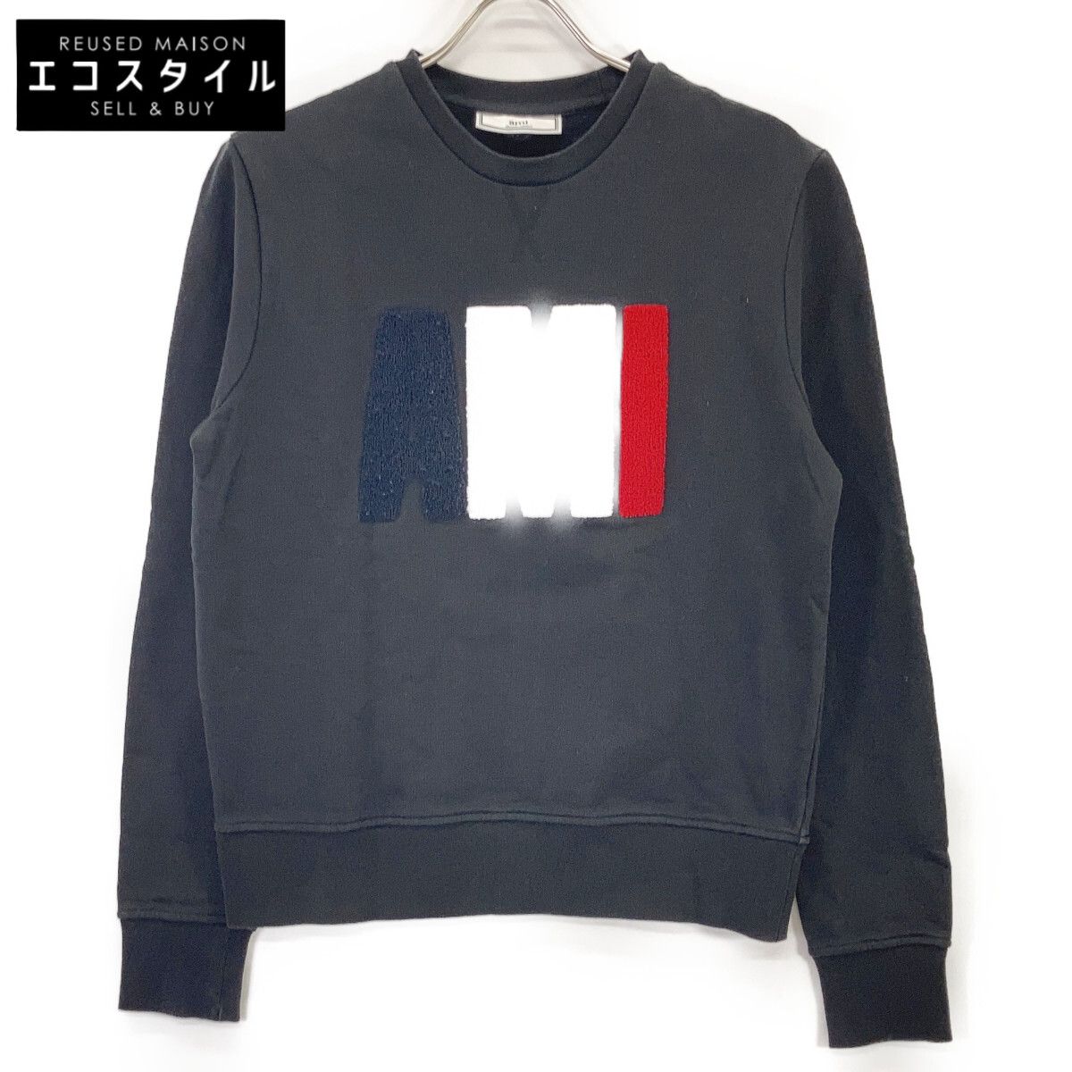 AMI PARIS アミパリス ﾌﾞﾗｯｸ ﾌﾛﾝﾄﾛｺﾞ ｽｳｪｯﾄ S