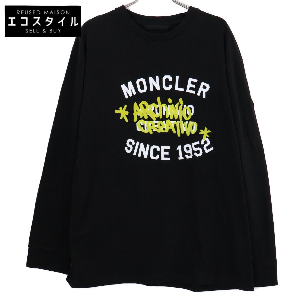MONCLER モンクレール 23年 T-SHIRT LS ロゴプリント×ベロア ロンT L