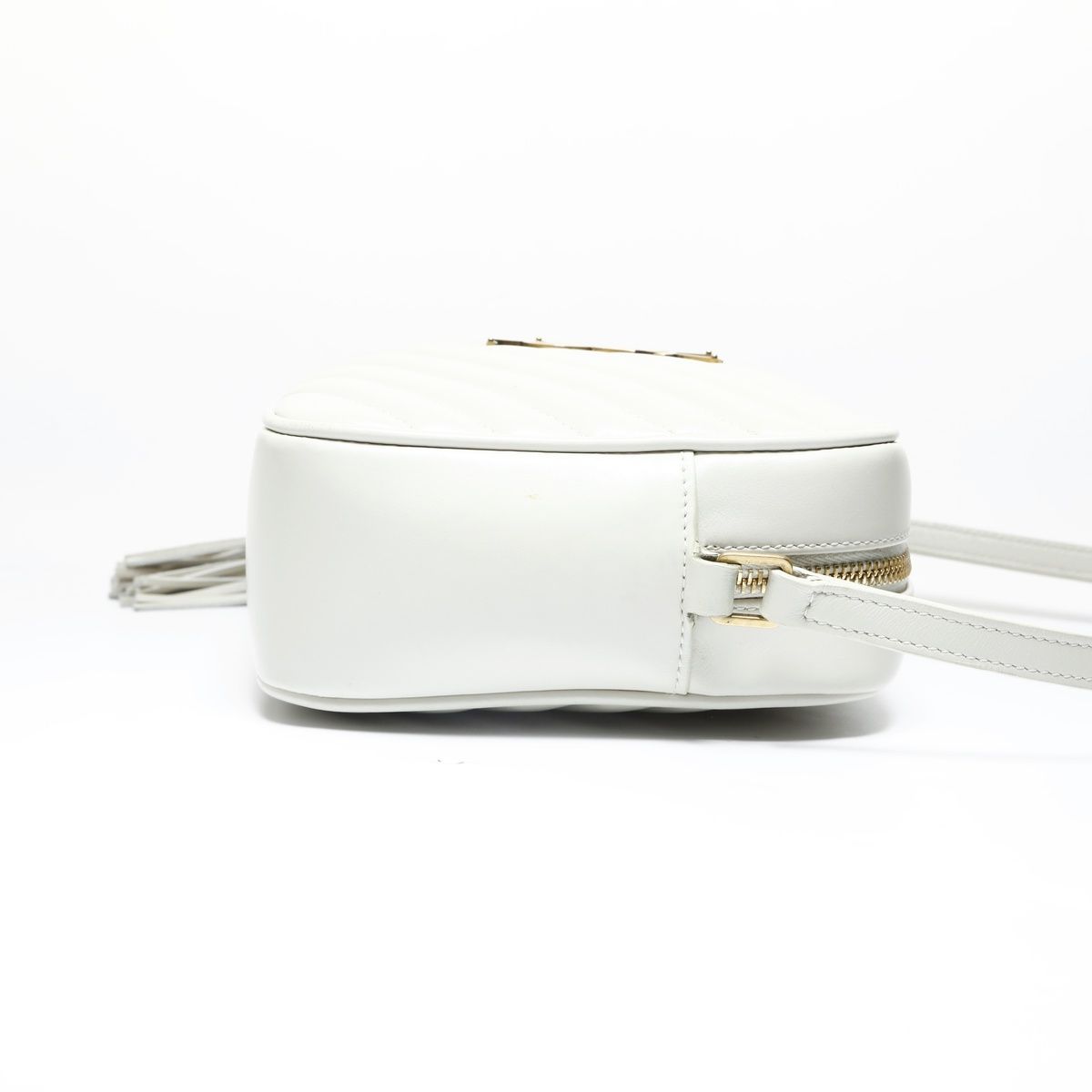 本物 イヴ サンローラン YVES SAINT LAURENT YSL ルー タッセル ショルダーバッグ ポシェット レザー ホワイト 470299 バッグ 中古 SAINT LAURENT サンローラン ショルダーバッグ LOU ルー 612544 DV707
