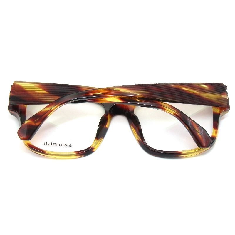 未使用 alain mikli アランミクリ メガネフレーム A03504M イタリア製 スクエア ばね丁番 USフィット 002 Striped Brown Havana 61005416 未使用 alain mikli アランミクリ メガネフレーム A03504M イタリア製