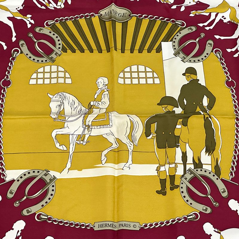 エルメス HERMES スカーフ カレ90 MANEGE マネージュ 乗馬学校