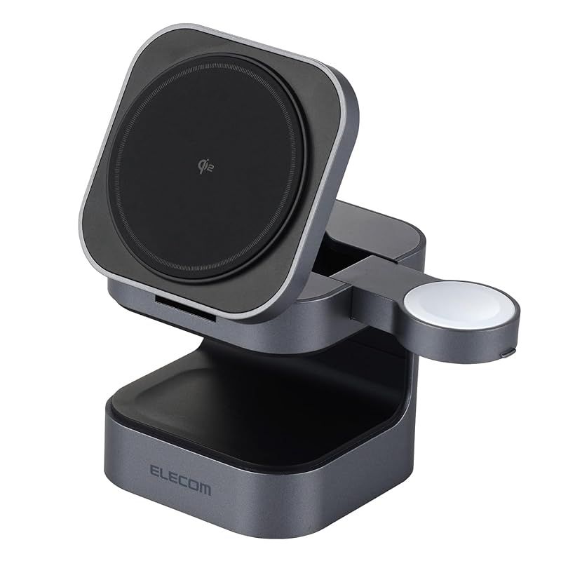 【新品】 エレコム Qi2 充電器 ワイヤレス 15W 3in1 Apple Watch 認証モジュール付き スタンド型 ブラック EC-MS09BK 0