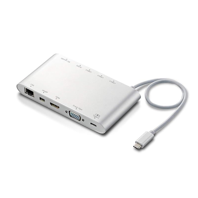 【新品】 エレコム ドッキングステーション PD [充電Type-C/USB3.0/miniDisplay/HDMI/D-sub/φ3.5/SD+microSD/LAN] 30cm シルバー DST-C08SV 0