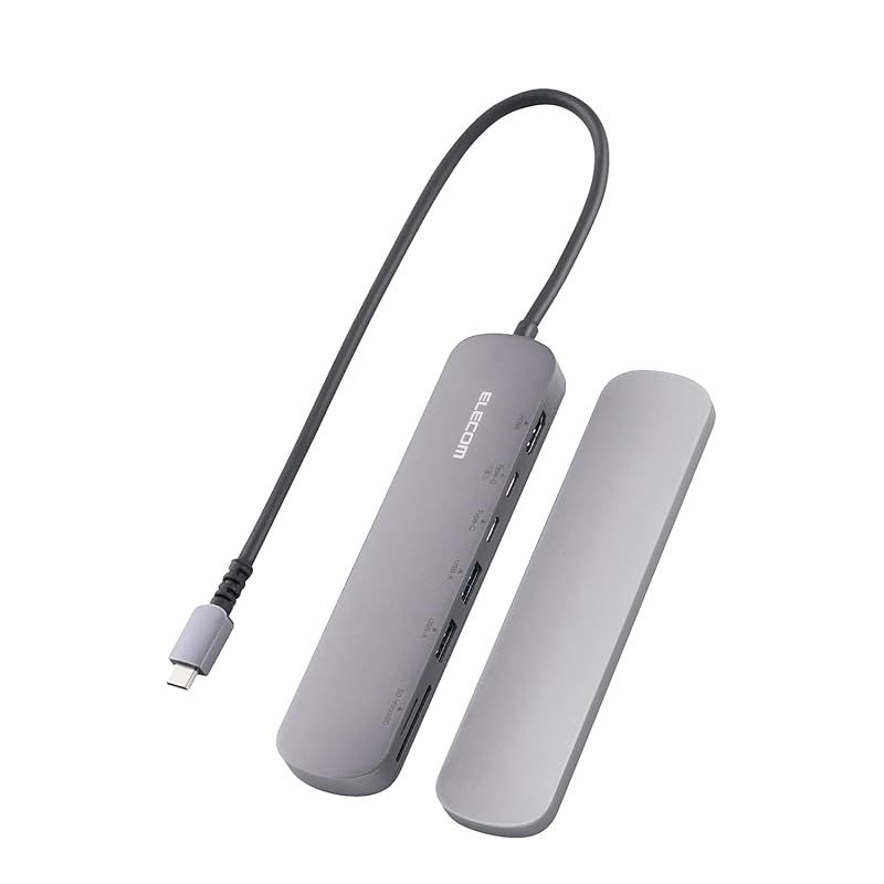 【新品】 エレコム USB Type-C ハブ ドッキングステーション 7-in-1 デスク固定用スタンド付 PD対応 100W USB3.1 Gen1×2ポート HDMI×1ポート USB-C×2 SD+microSDスロット ケーブル長30cm mac 1