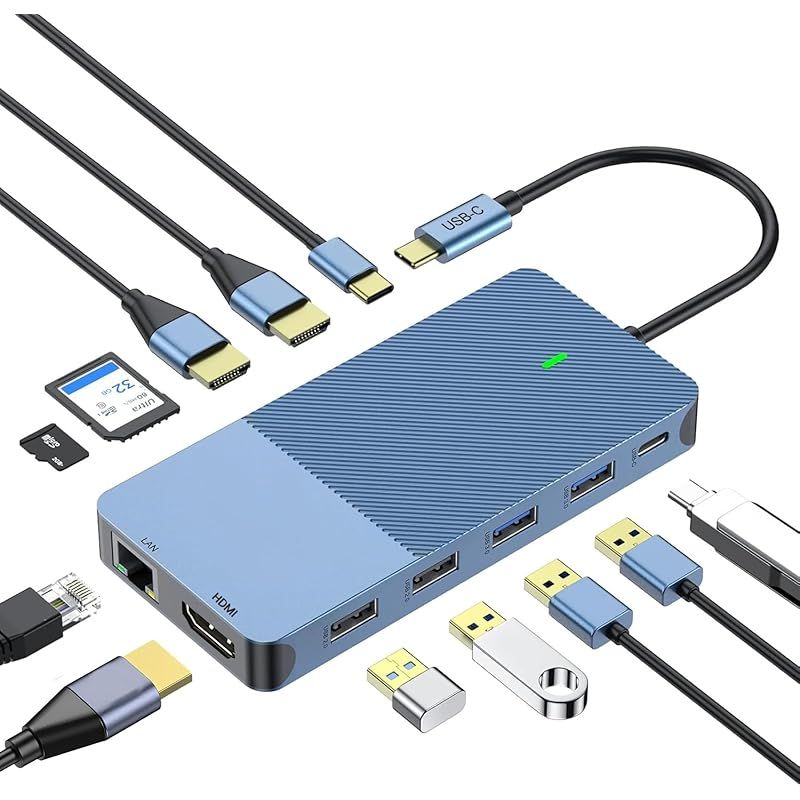 【新品】 12-in-1 USB C ドッキングステーション 100W PD充電対応 4Kトリプルディスプレイ(HDMI/DP) ギガビットLAN USB3.1 Gen2(10Gbps) SD/TFカードリーダー MacBook/Windows/Chrom 0