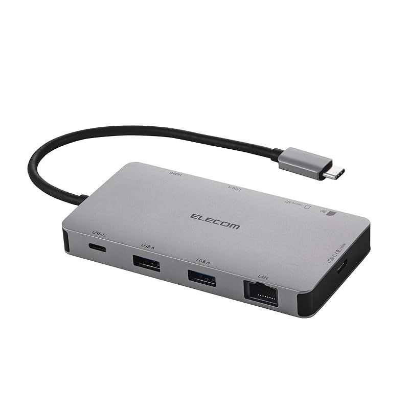 【新品】 エレコム USB-C ハブ ドッキングステーション 9-in-1 PD 140W対応 USB-C×2 USB-A×2 HDMI 4K60Hz SD＋microSD LAN シルバー DST-090BP1SV 0