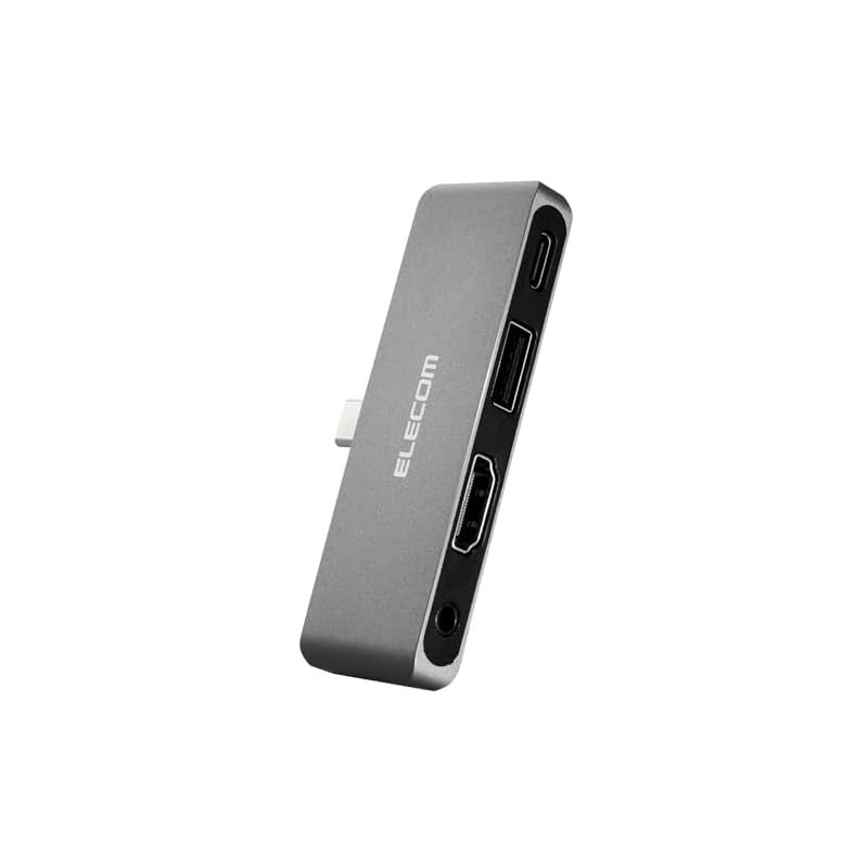 【新品】 エレコム USB Type-C ハブ ドッキングステーション USB PD対応 (60W) 充電用Type-C×1 USB-A×1 HDMI×1 オーディオ×1 薄型タブレットPCサポート用アタッチメント付 シルバー DST-C25SV 0