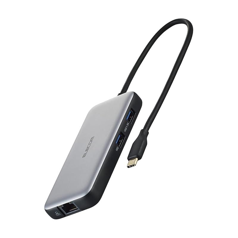 【新品】 エレコム USB-Type-C ハブ ドッキングステーション USB-PD 100W対応 USB-10Gbps×2 4K60Hz HDMI×1 充電用USB-C×1 データ転送用USB-C×1 LANポート Windows Mac iPad シル 0