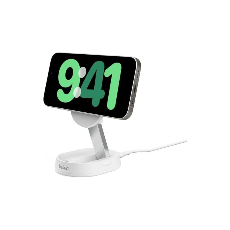 【新品】 【.co.jp限定】 Belkin ワイヤレス充電スタンド MagSafe対応 Qi2公式認証 iPhone17,16～12/Qi2対応スマホ(15W高速充電) スタンド&パッド切り替え 角度調整 コンパクト 持ち運び iOSスタンバイモード対応 0