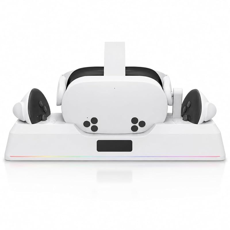 【新品】 【Meta Quest3S専用】置くだけ VR充電スタンド ドック 卓上 ヘッドセット＆コントローラー同時充電 Type-C LED表示 ズレ防止設計 0
