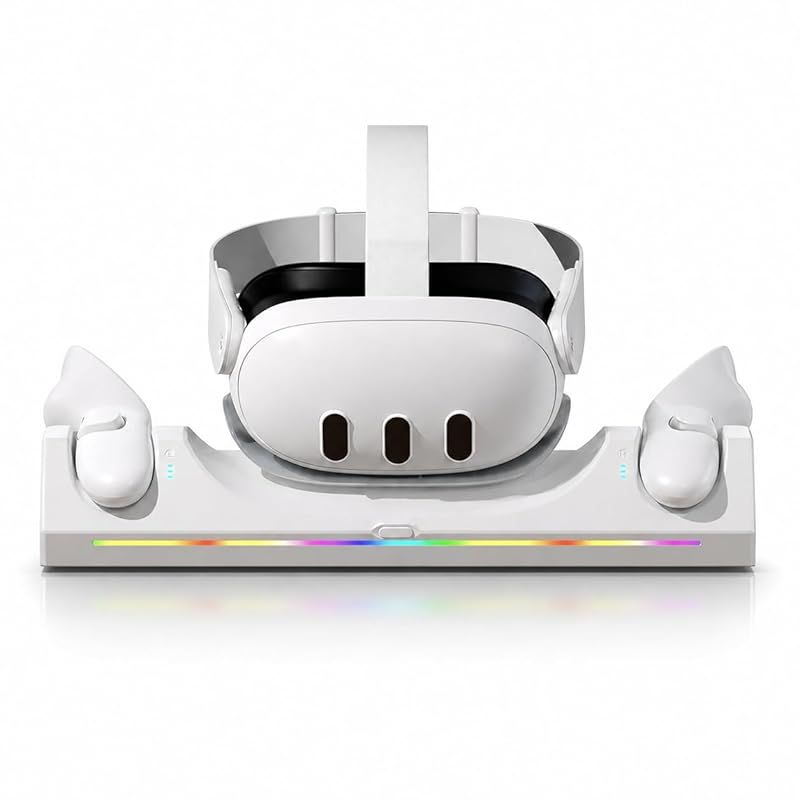 【新品】 【Meta Quest3専用】置くだけ VR充電スタンド ドック 卓上 ヘッドセット＆コントローラー同時充電 Type-C LED表示 デスク整理 0