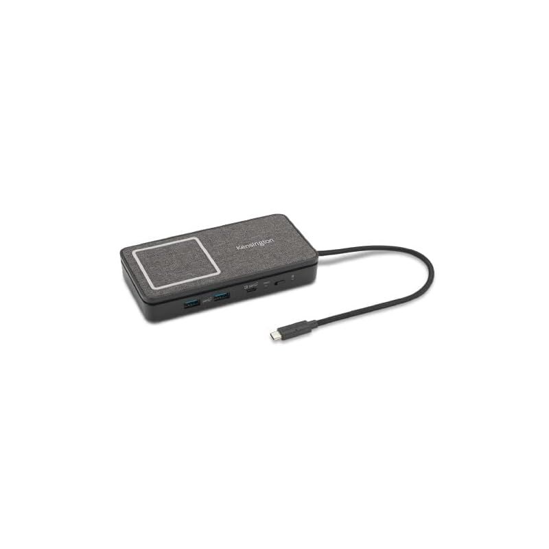 【新品】 Kensington ケンジントン SD1700P USB-C Dual4K ポータブルモバイルドック Qi充電機能付 ドック ハブ 100Wパススルー給電 ワイヤレスQi充電 1Gbps イーサネット USB-Cケーブル 1xUSB-C 2xU 0