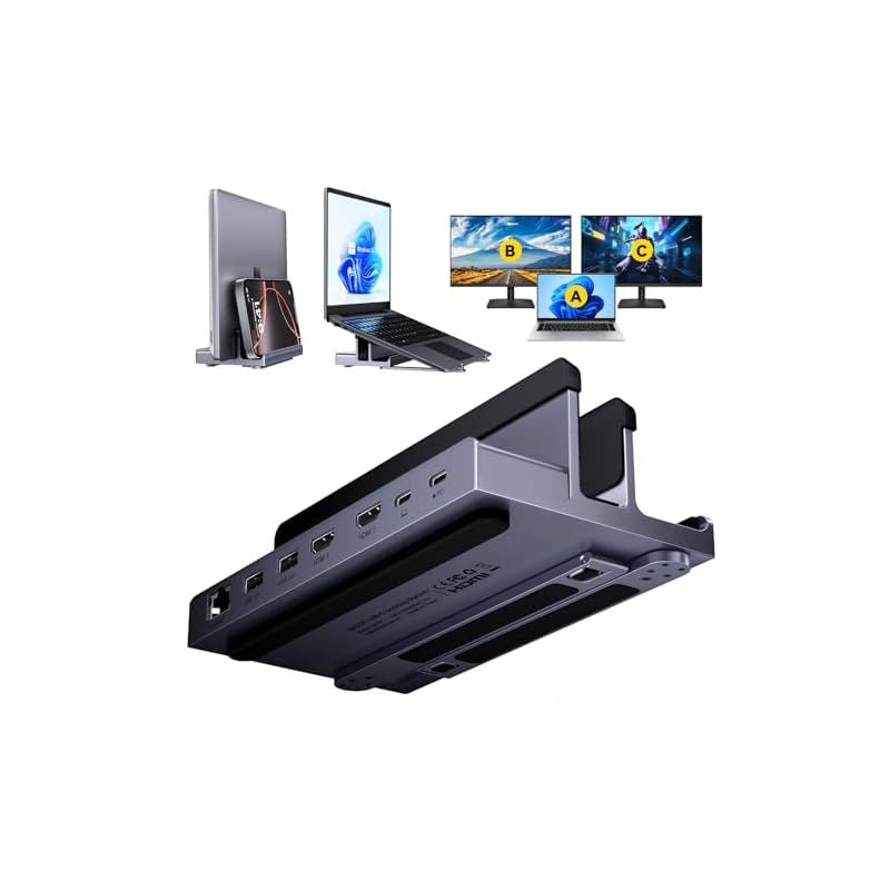 【新品】 PCスタンド ドッキングステーション HDMI 2つ: QUUGE 6-in-1 USB ドック 縦置き型 HDMI 2ポート 4K@60Hz ドックステーション 2画面出力 USB-C ハブ スタンド型 PD対応 85W急速充電 2×USB 3 0