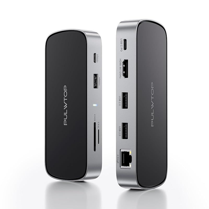 【新品】 PULWTOP 10 in 1 小型 ドッキングステーション USB C PC ドック (アダプター含まれない) 1 x HDMI 4K @120Hz/ 8K @30Hz + 2.5G イーサネット+ 2 x USB-A 2.0 + USB A/ 0