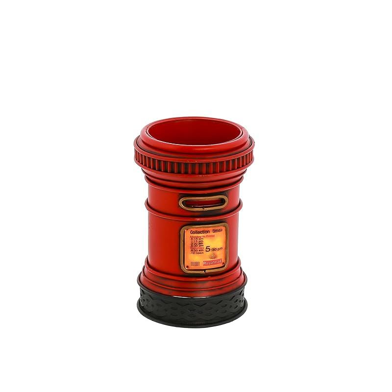 【新品】 Benny's(ベニーズ) ブリキ メールボックス インテリア雑貨 受け皿付 フラワーポット ビッグスケール 11.5×11.5×高さ18cm おしゃれ ポスト アンティーク オブジェ 多肉植物 ドライフラワー 栽培 レッド RC-033