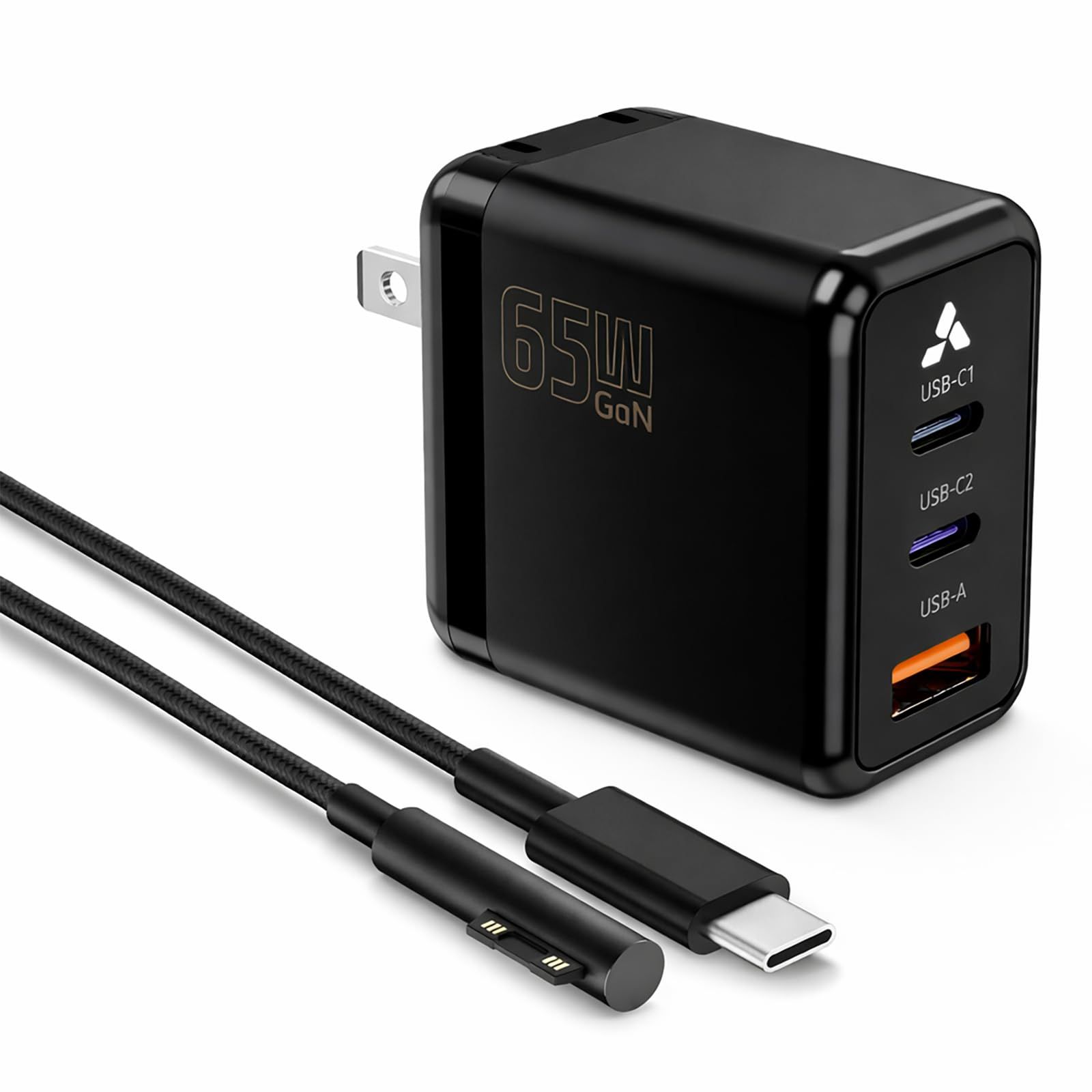 Sisyphy USB C充電器 Surface 対応、65W GaN Type Cマイクロソフト、Surface Pro 10/7/6/5/4/3 Surface Laptop 6/3/2/1 Surface Go 4/3/2/1 Sruface ...
