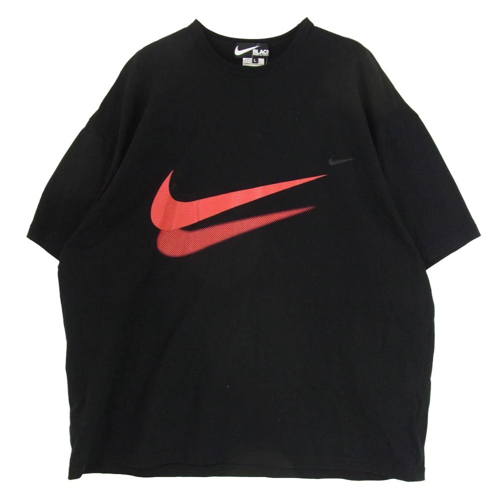 BLACK COMME des GARCONS ブラックコムデギャルソン 1L-T101 AD2023 スウッシュ オーバーサイズ 半袖 Tシャツ カットソー ブラック系 L【中古】