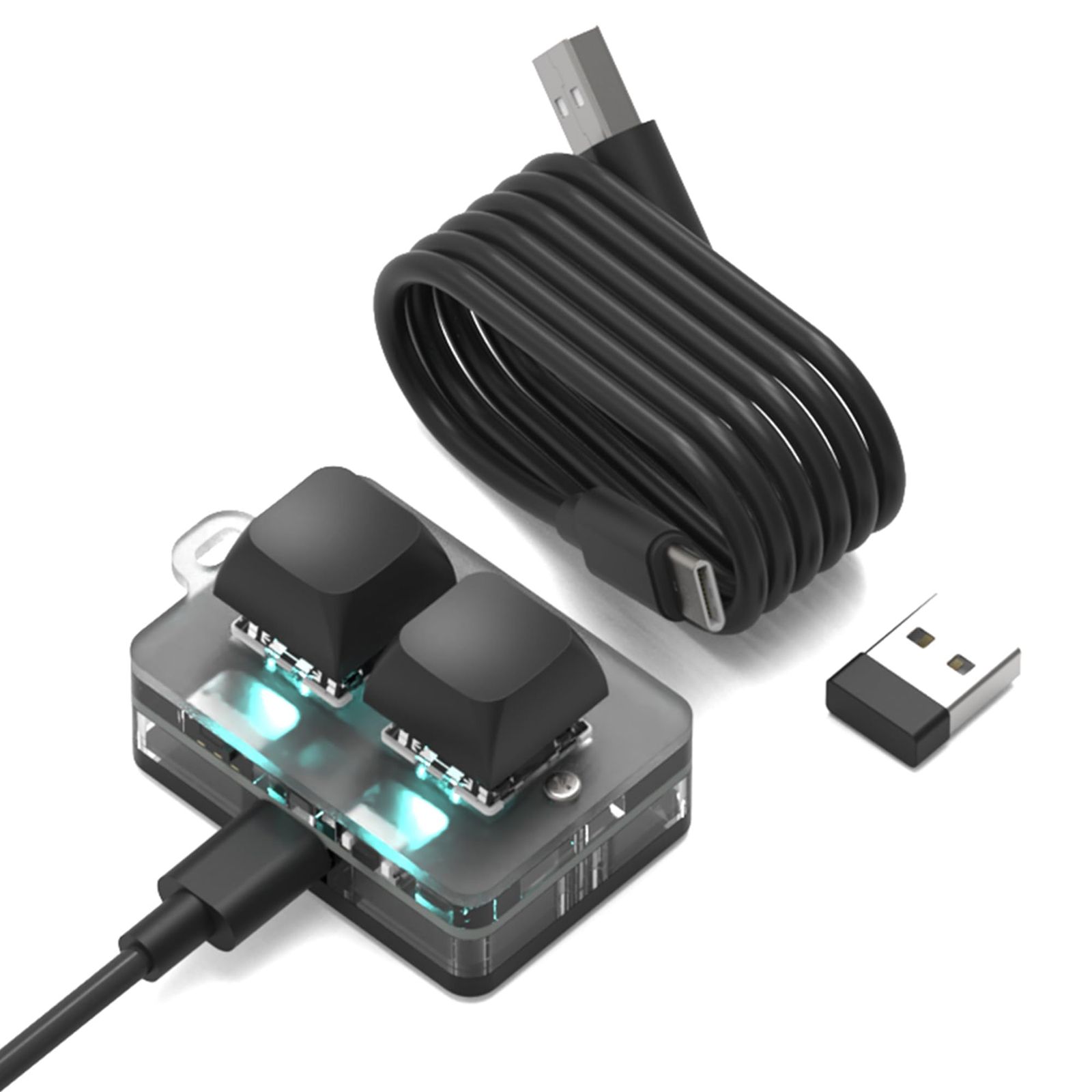 BRIMFORD left hand device with 2 keys, completely customize the appearance! Wireless Macro Keyboard, Programmable Shortcut Keys, Bluetooth/2.4G, Wired, 3 Types of Connections, Hot Swap Compatible, Free Color and Lighting Pattern Settings, RGB Light Included, Battery...