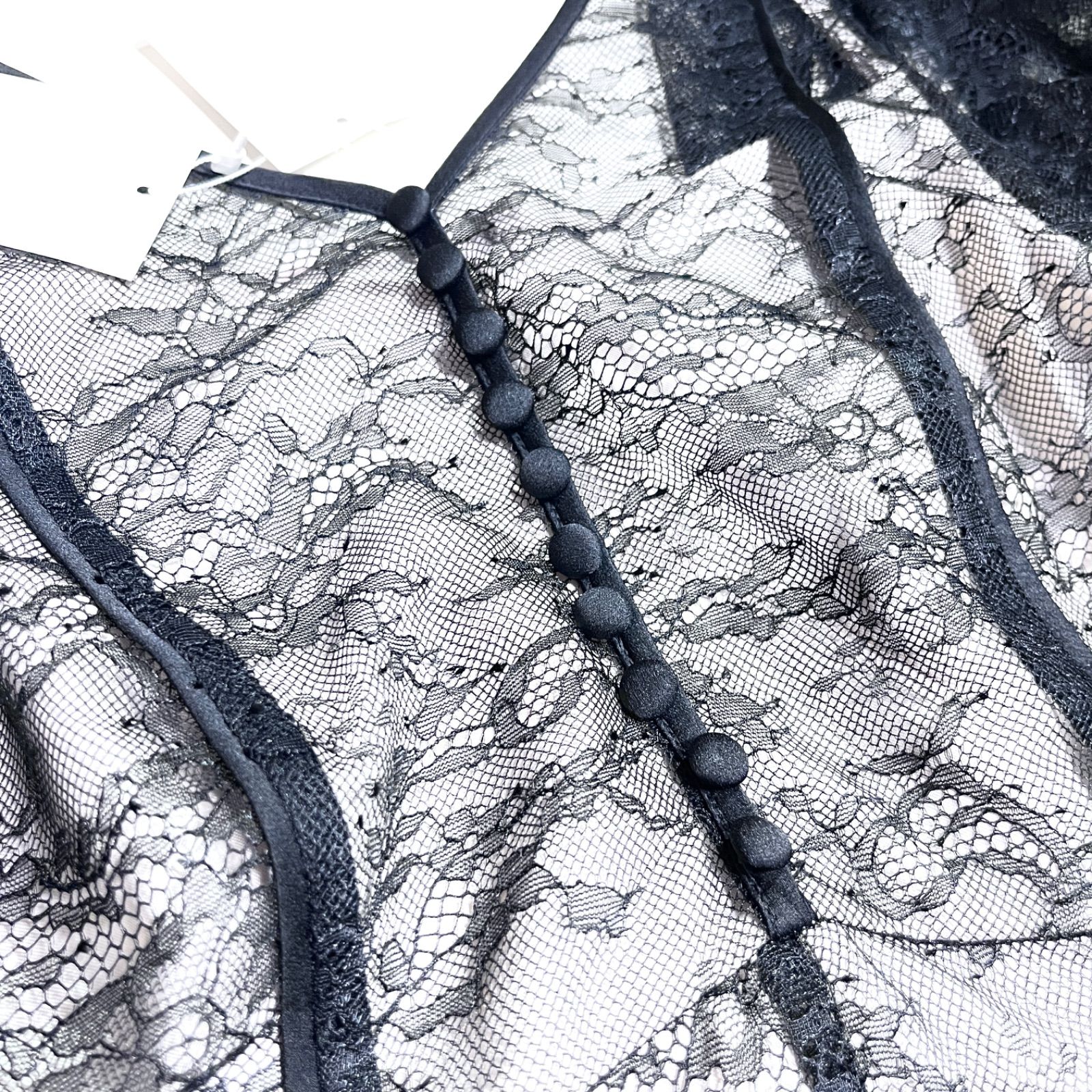 kV92 新品 JILL by JILLSTUART 2025SS リボン ワンピース ラメコードレースバイカラードレス 総レース ロングワンピース ブラック 黒 ジルスチュアート 定価23,100円