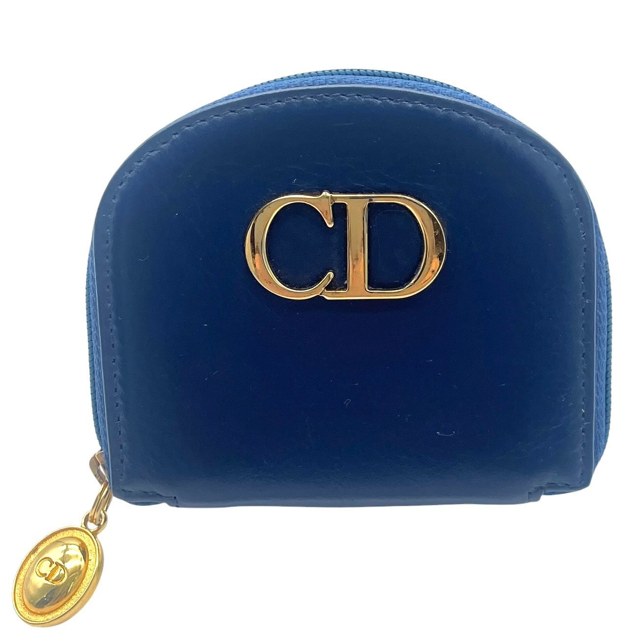 Christian Dior クリスチャンディオール コインケース 小銭入れ CDロゴ レザー ヴィンテージ ブルー レディース