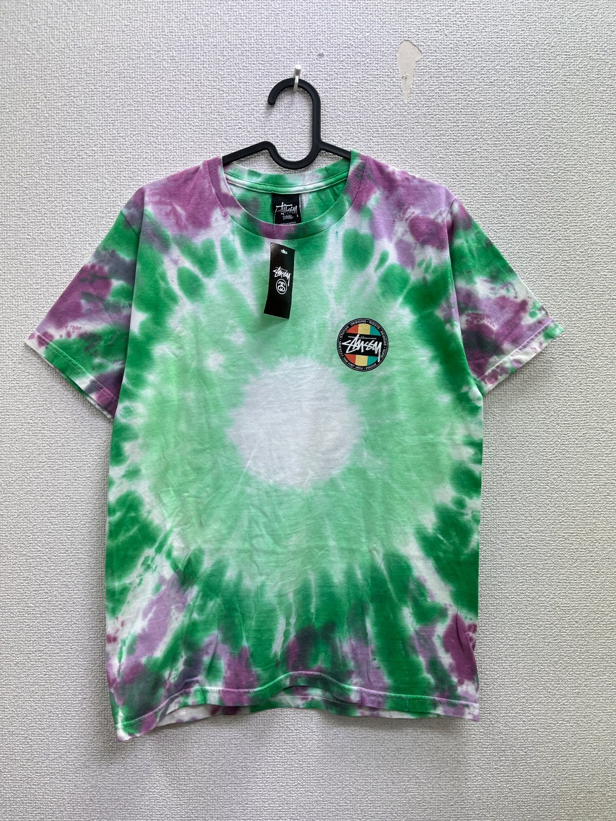 30.STUSSY ステューシー Tシャツ 緑 紫 未使用 S STUSSY ステューシー DOT TIE DYE TEE MULTI Tシャツ マルチ