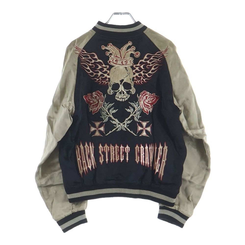 NO BRAND (ノーブランド) BACK STREET CRAWLR Reversible Sukajan バックストリート クローラー スカル刺繍 リバーシブル スカジャン ブラック