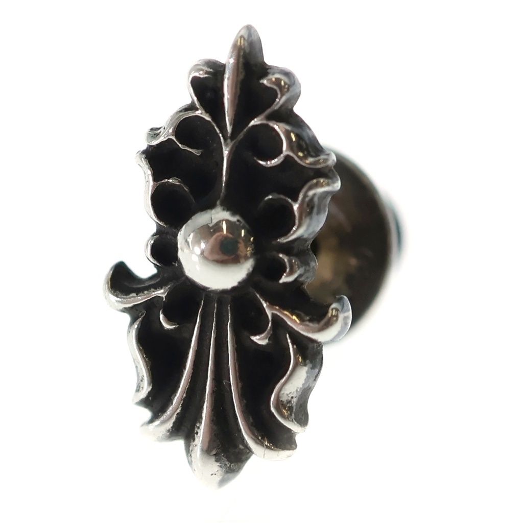 CHROME HEARTS (クロムハーツ) Floral Teardrop フローラル クロス ティアドロップ ピアス シルバー