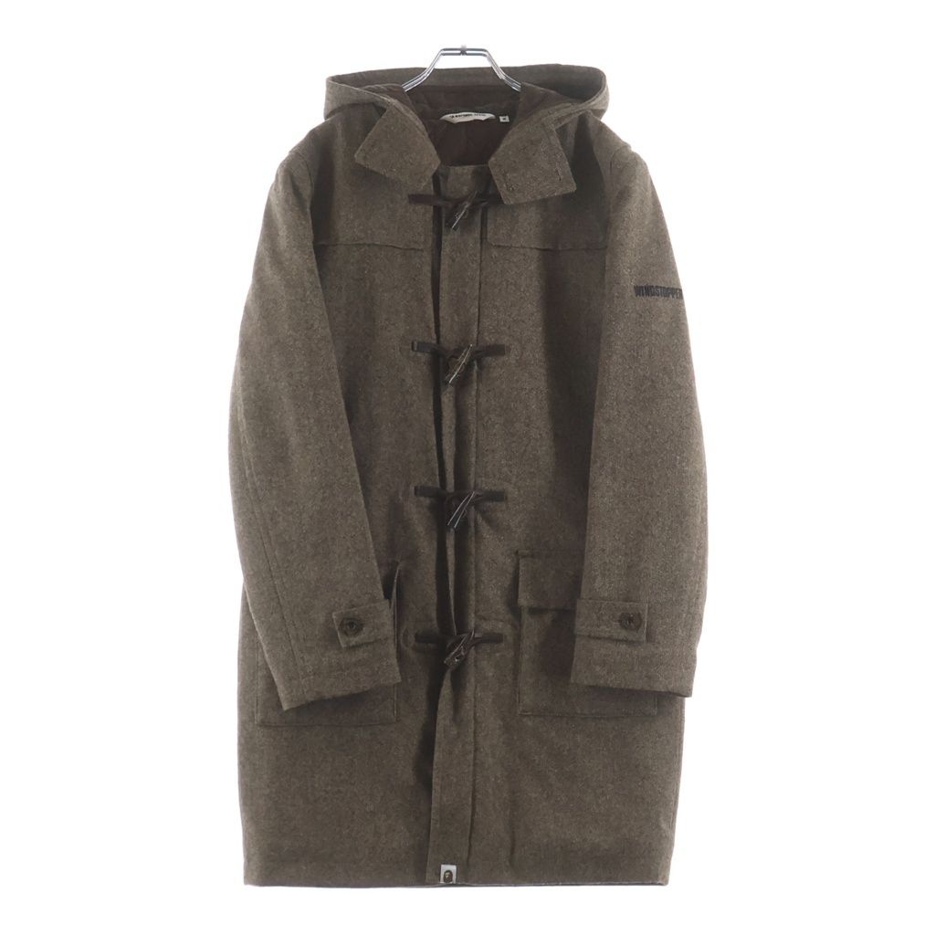 A BATHING APE (アベイシングエイプ) WOOL DUFFLE COAT 裏地キルティング ウール ダッフル フーディー ジップアップ コート ブラウン