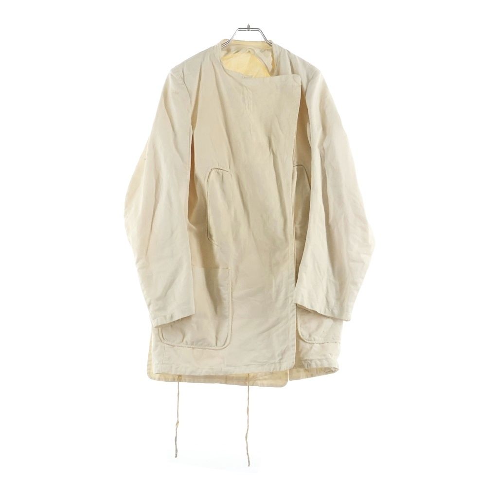 Maison Margiela (メゾンマルジェラ) 04AW 本人期 白タグ サイドベンツ ノーカラー コットン ダブルトレンチコート アイボリー