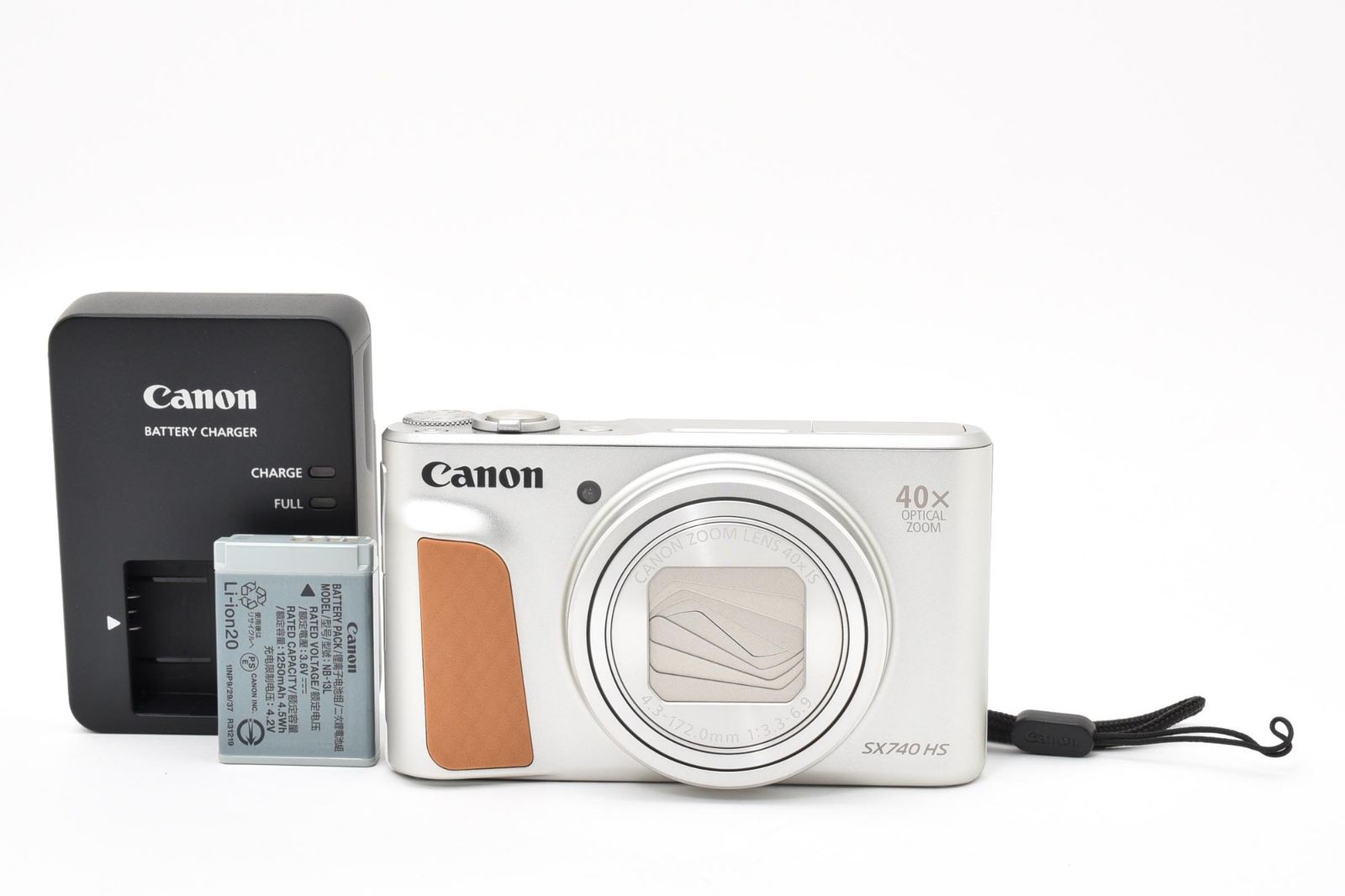 최고 품질의 캐논 캐논 파워샷 SX740 HS 실버 충전기 (배터리 포함) 컴팩트 디지털 카메라 A94N #691